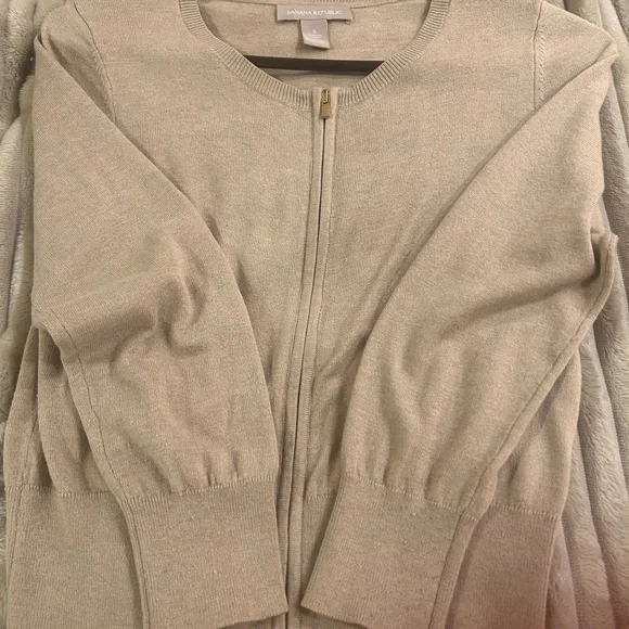 Banana Republic Taupe Zip-Front Cardigan Sweater | Size S - Picture 8 of 8